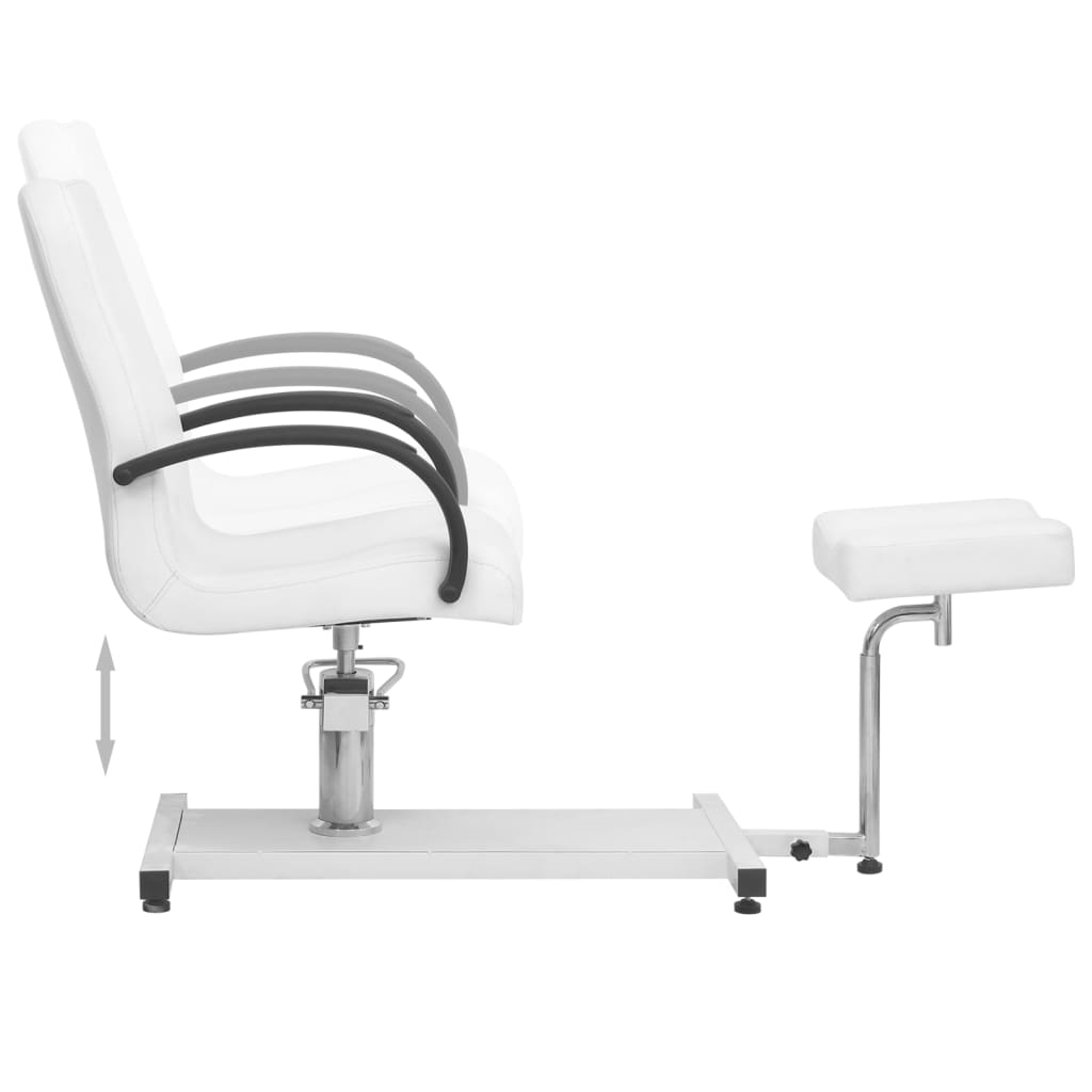 Sillón de masaje con reposapiés blanco cuero PE 127x60x98 cm