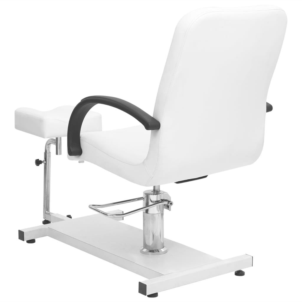 Sillón de masaje con reposapiés blanco cuero PE 127x60x98 cm