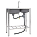 Fregadero de camping doble seno y grifo acero inoxidable