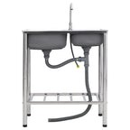 Fregadero de camping doble seno y grifo acero inoxidable