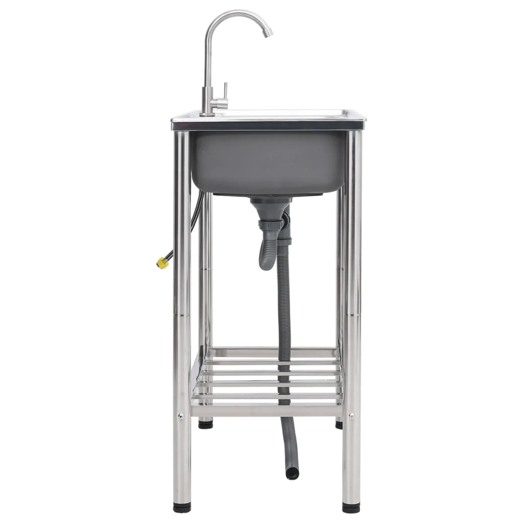 Fregadero de camping doble seno y grifo acero inoxidable
