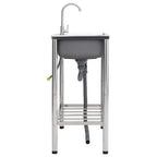 Fregadero de camping doble seno y grifo acero inoxidable