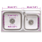 Fregadero de camping doble seno y grifo acero inoxidable