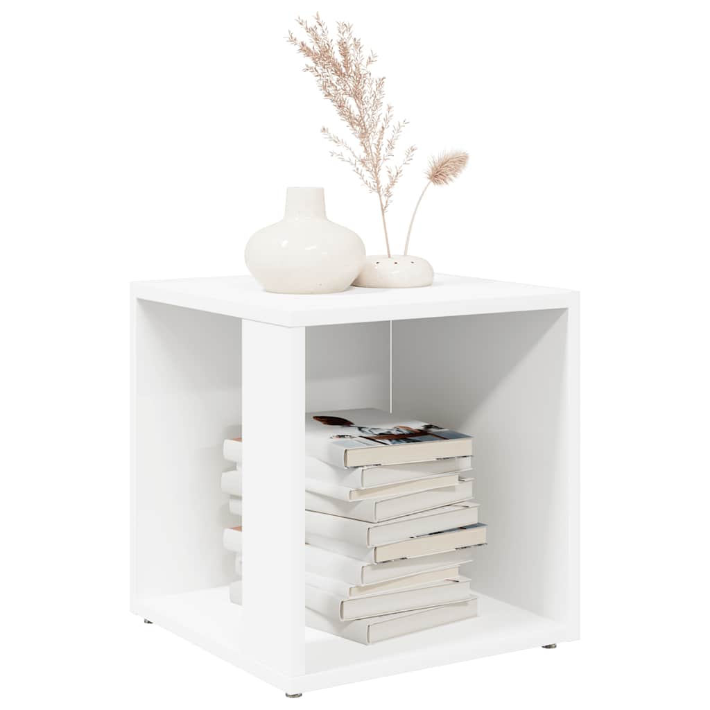 Mesa auxiliar de madera contrachapada blanco 33x33x34,5 cm