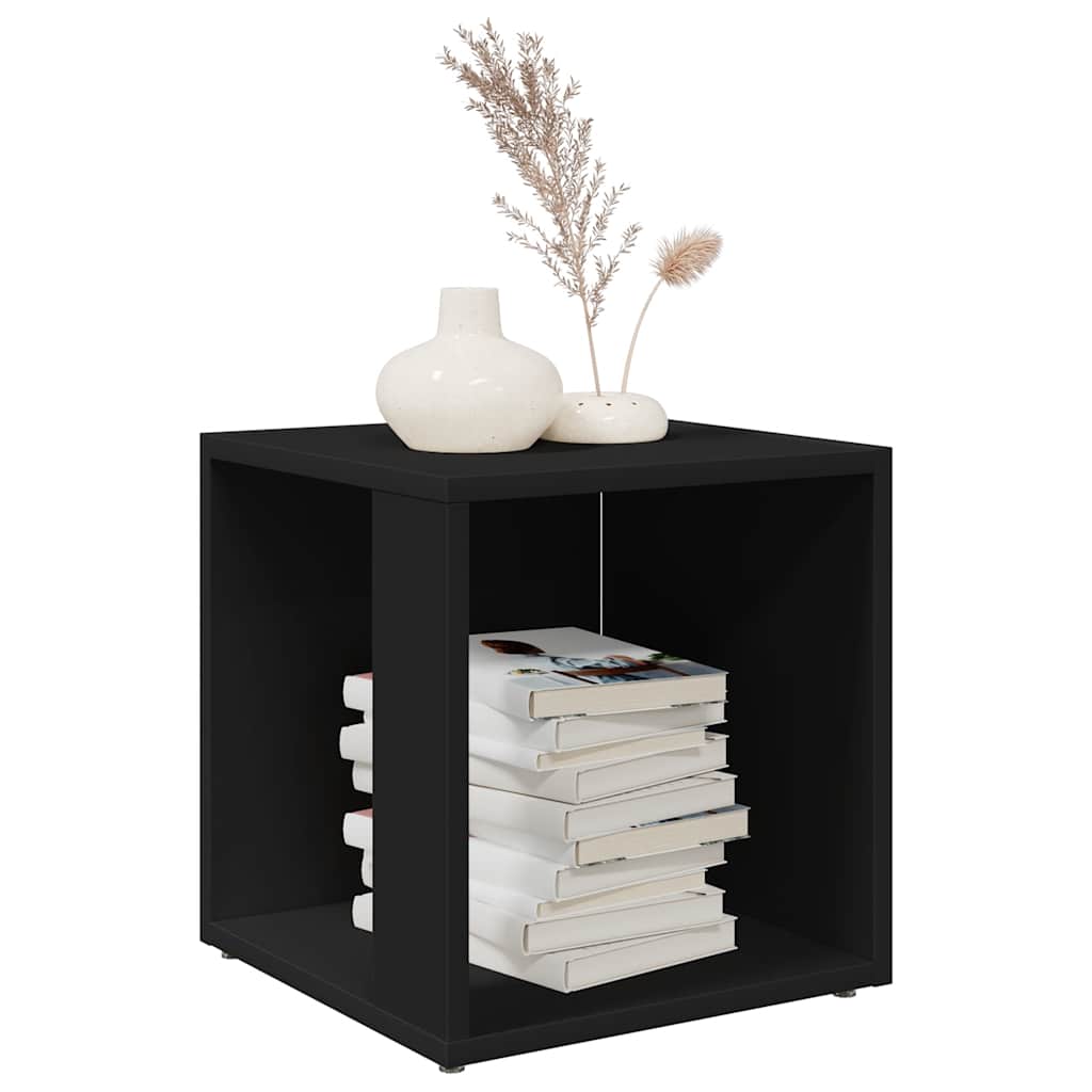 Mesa auxiliar madera contrachapada negro 33x33x34,5 cm
