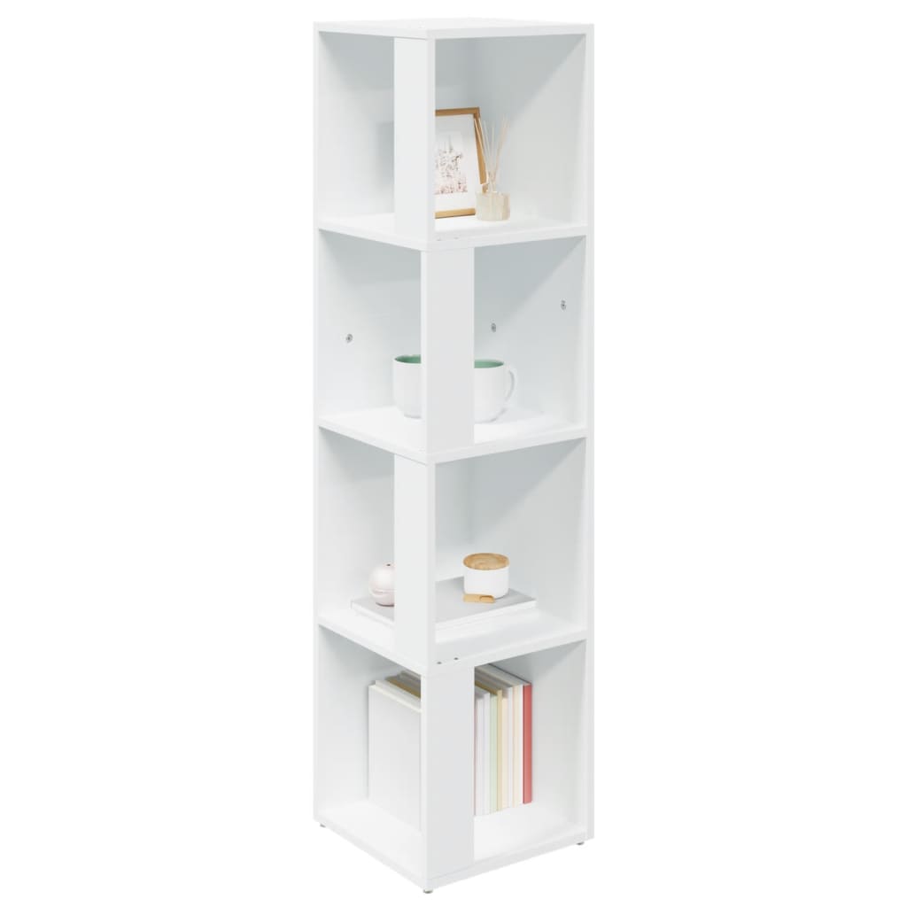 Mueble de esquina madera contrachapada blanco 33x33x132 cm