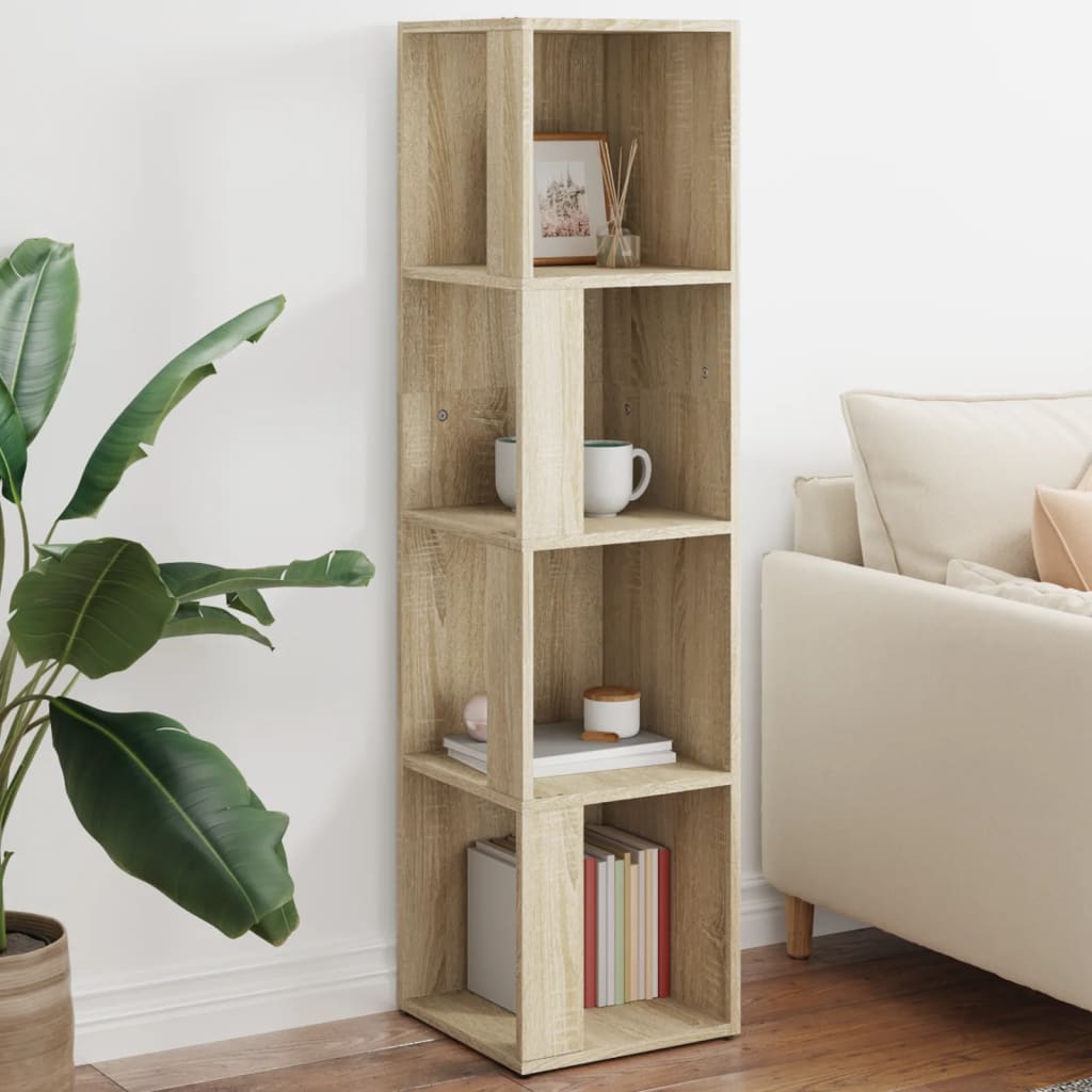 Mueble de esquina madera contrachapada blanco 33x33x132 cm