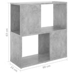 Librería de madera contrachapada gris hormigón 60x24x63 cm
