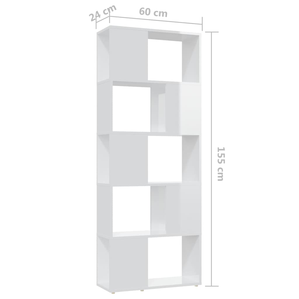 Estantería divisor de espacios blanco con brillo 60x24x155 cm