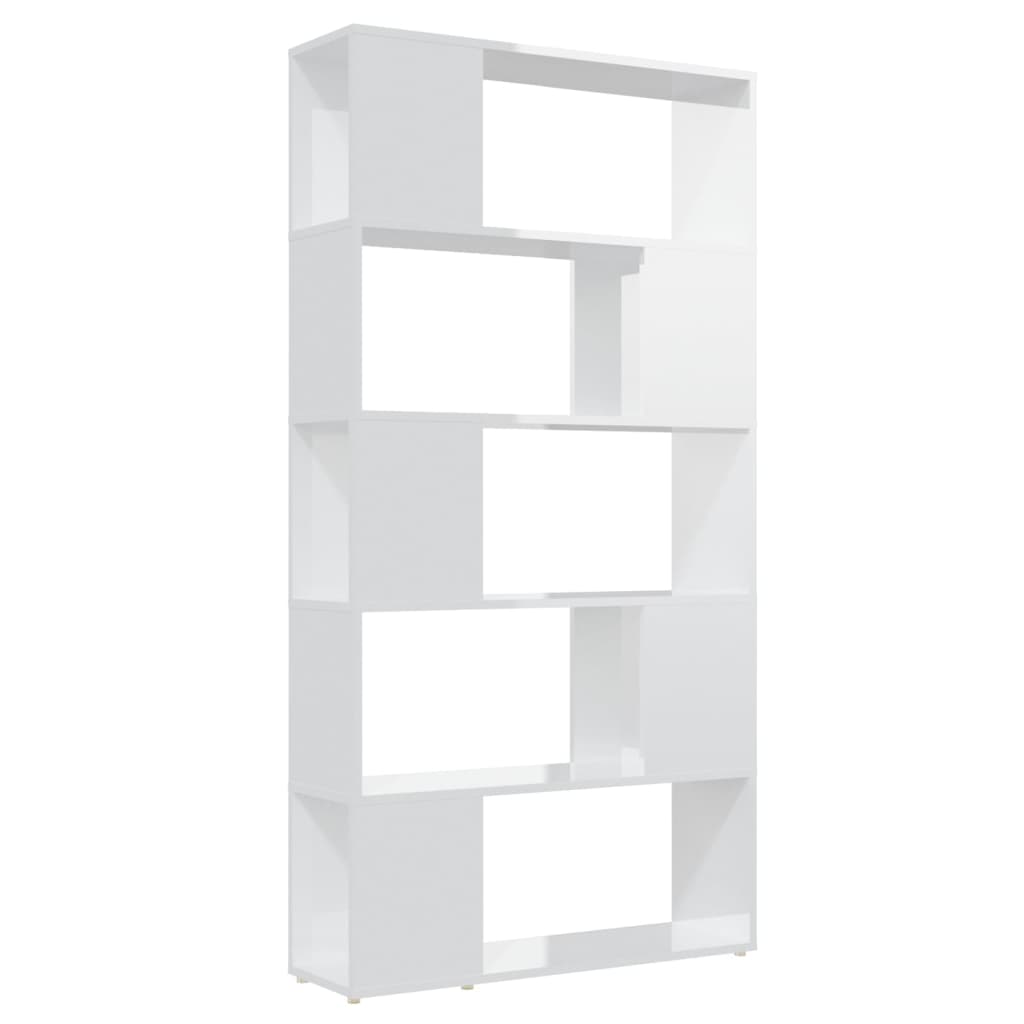 Librería separador contrachapada blanco brillante 80x24x155 cm