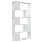 Librería separador contrachapada blanco brillante 80x24x155 cm
