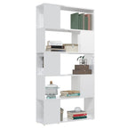 Librería separador contrachapada blanco brillante 80x24x155 cm