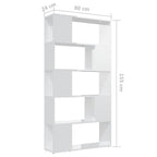 Librería separador contrachapada blanco brillante 80x24x155 cm