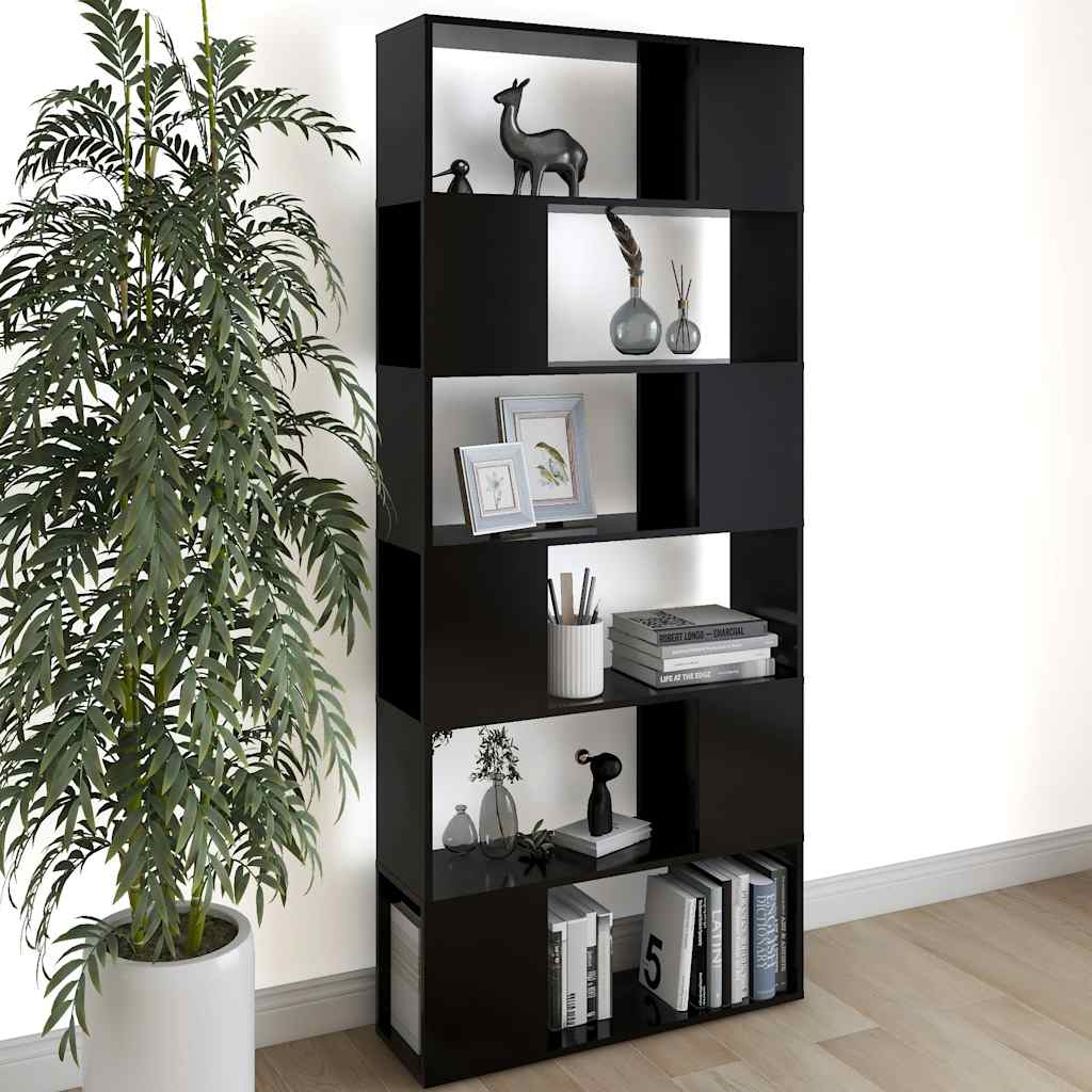 Librería separador contrachapada blanco brillante 80x24x155 cm