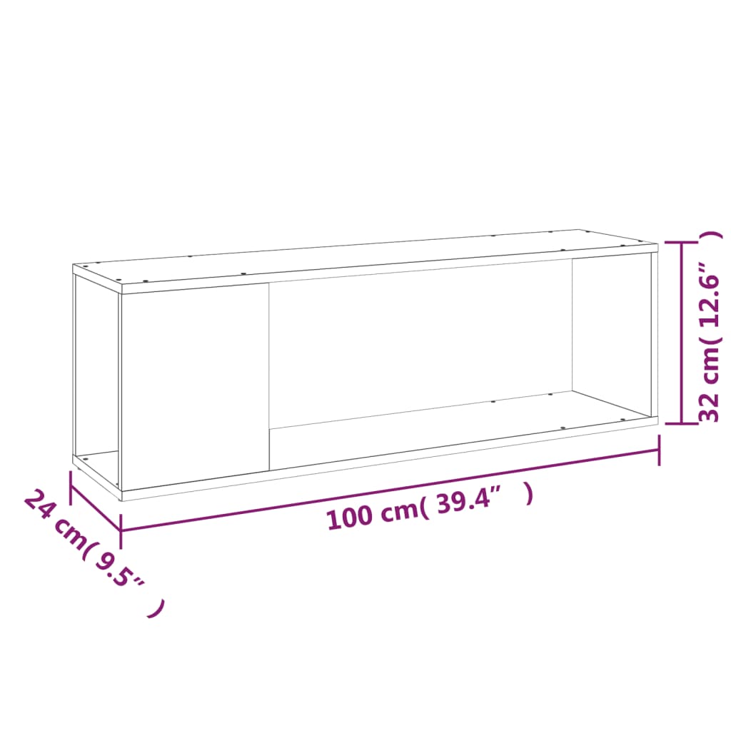 Mueble para TV madera contrachapada blanco 100x24x32 cm