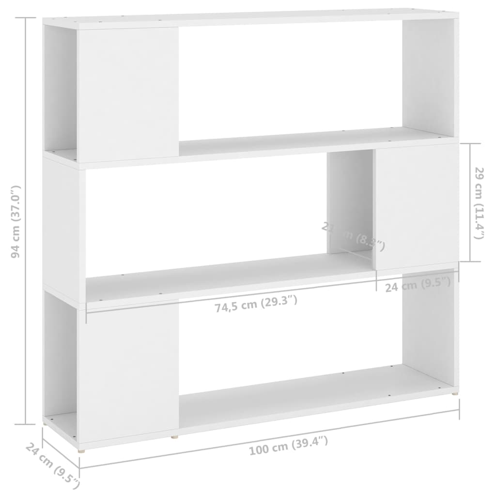 Estantería de libros/divisor de espacios blanco 100x24x94 cm