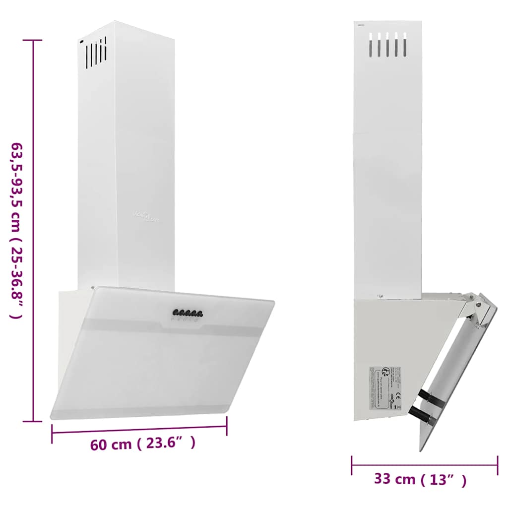 Campana extractora pared acero y vidrio templado blanco 60 cm