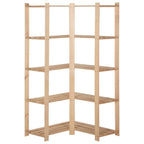 Estantería de esquina 5 niveles pino macizo 82,5x82,5x170 cm