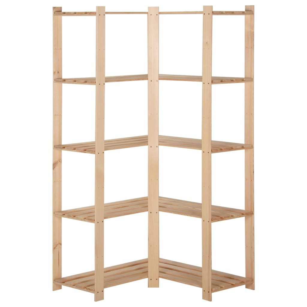 Estantería de esquina 5 niveles pino macizo 82,5x82,5x170 cm