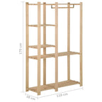 Perchero de ropa de madera maciza de pino 110x38x170 cm
