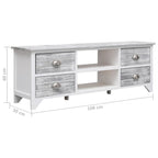 Mueble para TV madera de paulownia blanco y gris 108x30x40 cm