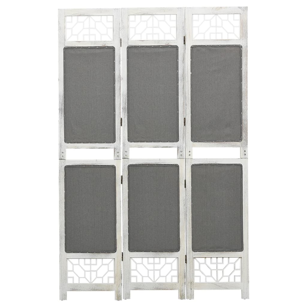 Biombo divisor de 3 paneles de tela gris 105x165 cm