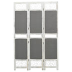 Biombo divisor de 3 paneles de tela gris 105x165 cm
