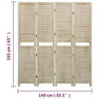 Biombo de 4 paneles de madera maciza de paulownia 140x165 cm