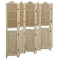 Biombo de 4 paneles de madera maciza de paulownia 140x165 cm