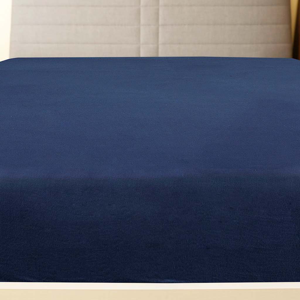 Sábanas bajeras jersey 2 uds algodón azul marino 100x200 cm
