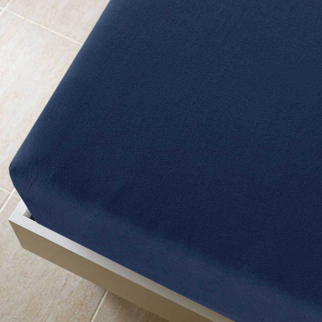 Sábanas bajeras jersey 2 uds algodón azul marino 100x200 cm