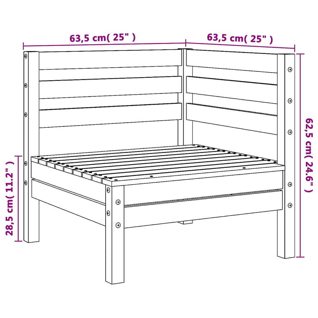 Sofás de esquina de jardín 2 uds blanco madera maciza de pino