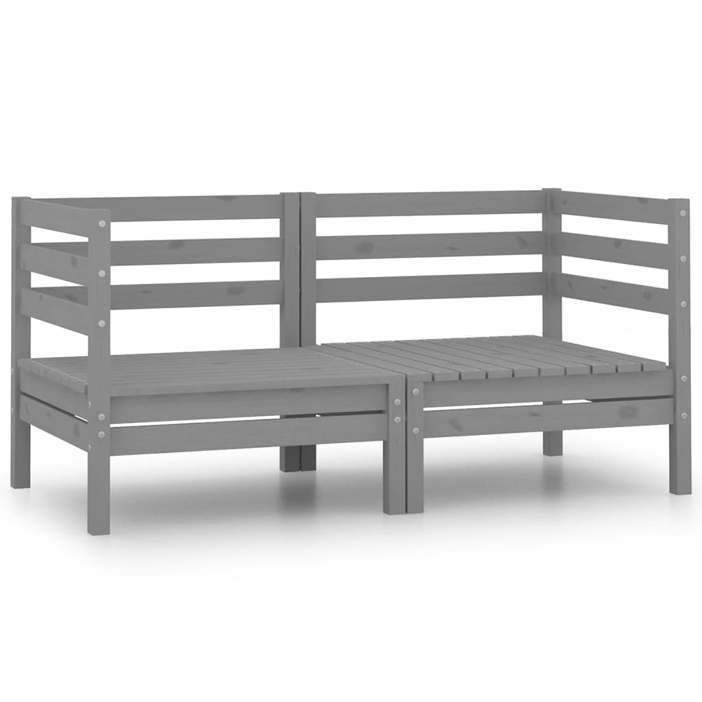 Sofás de esquina de jardín 2 uds blanco madera maciza de pino