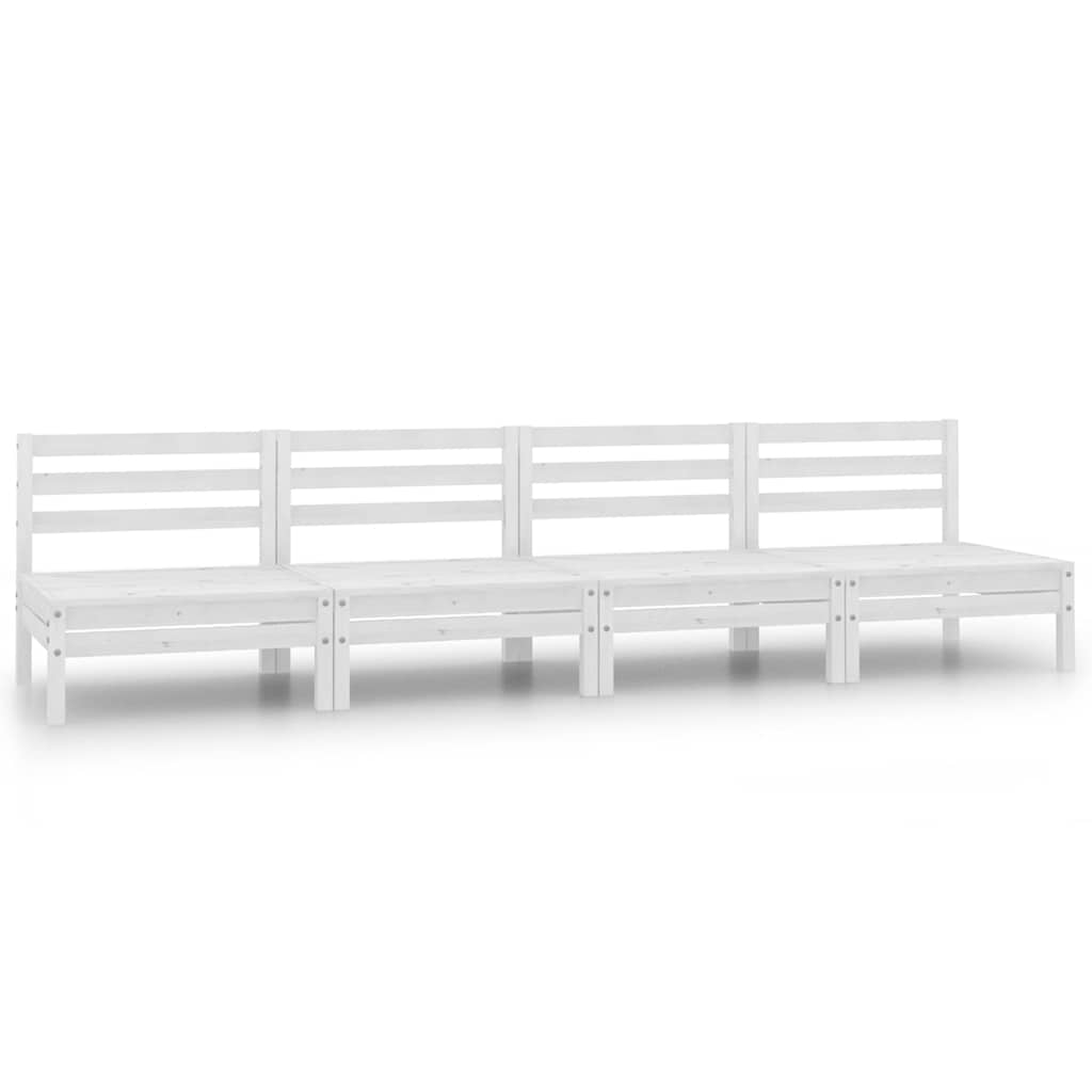 Sofás central de jardín 2 unidades blanco madera maciza de pino