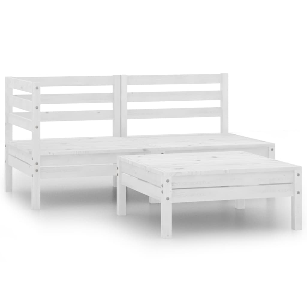 Conjunto de mobiliário de jardim 3 peças madeira maciça pinho cinzento