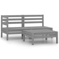 Conjunto de muebles de jardín 3 piezas madera maciza pino gris