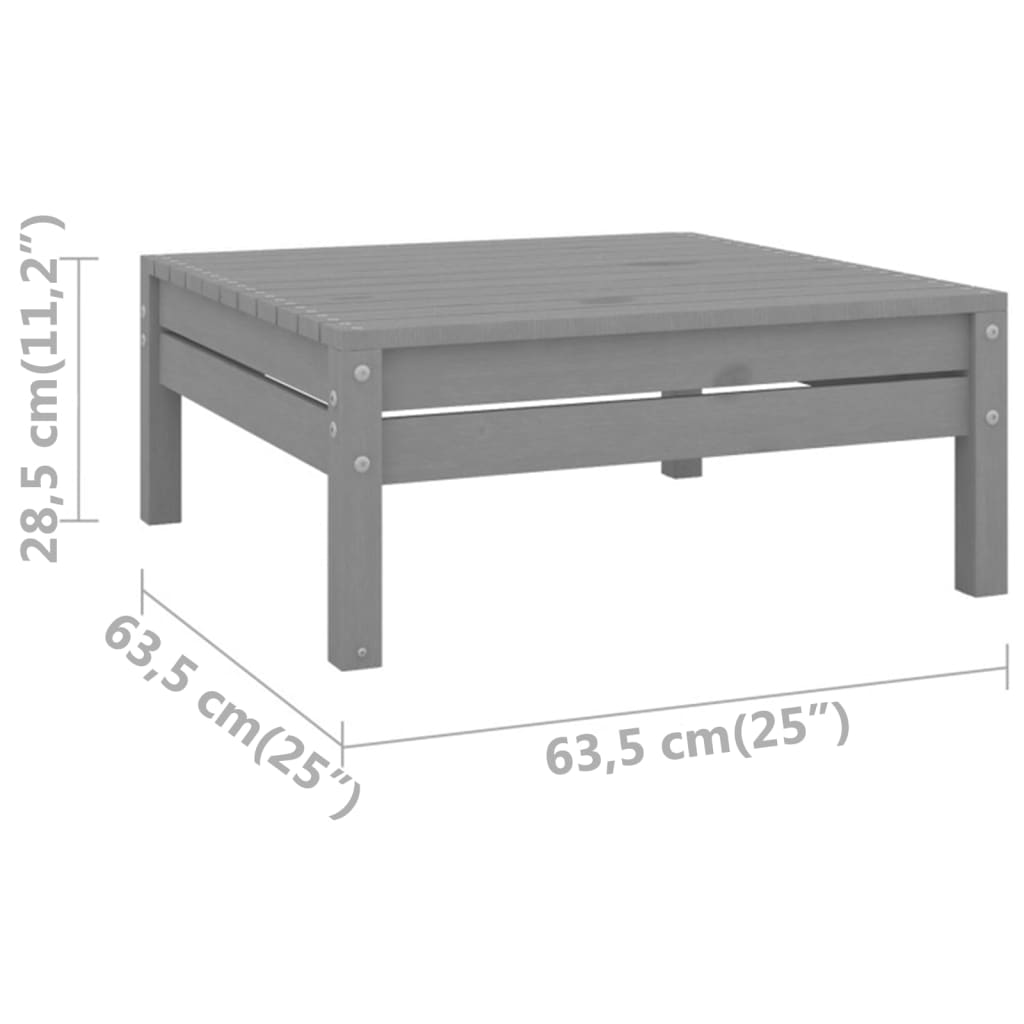 Conjunto de muebles de jardín 3 piezas madera maciza pino gris