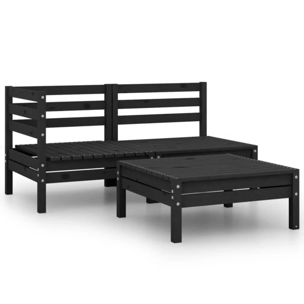 Conjunto de mobiliário de jardim 3 peças madeira maciça pinho cinzento