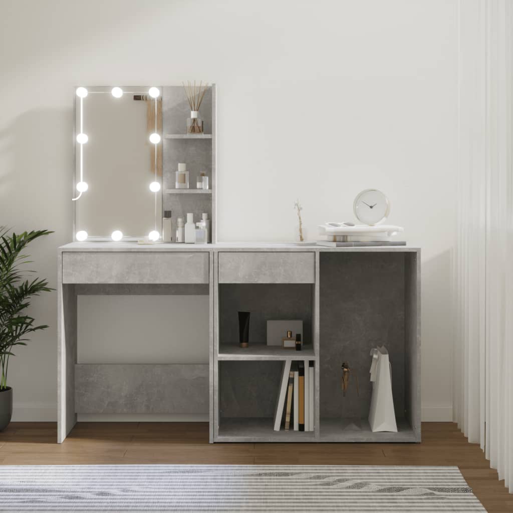 Tocador con LED y armario madera contrachapada blanco