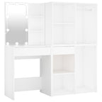 Tocador con LED y 2 armarios madera contrachapada blanco