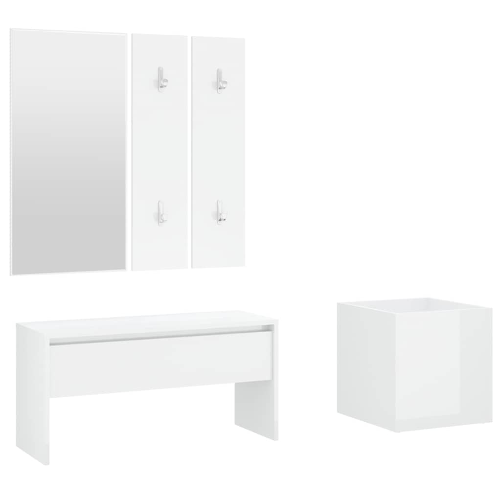 Set de muebles de recibidor madera contrachapada blanco brillo