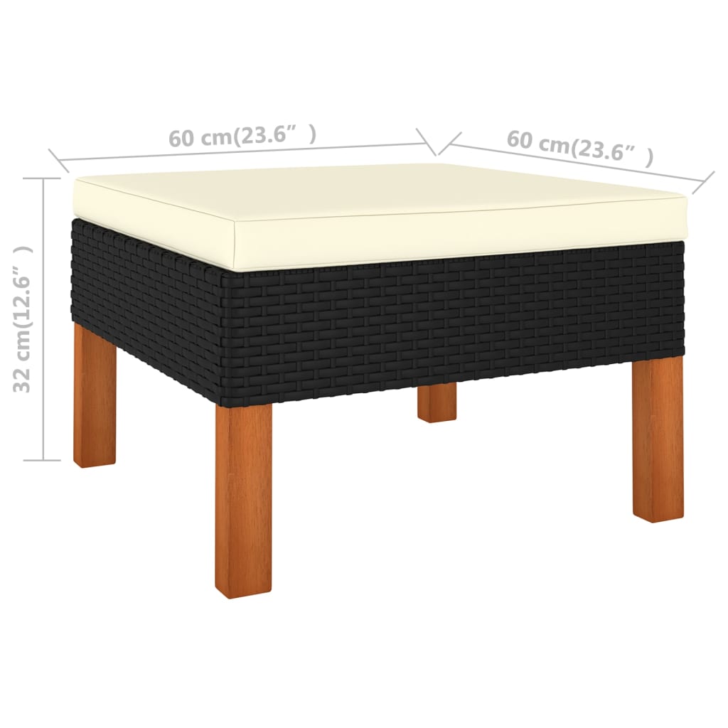 Set muebles de jardín 7 pzas ratán sintético eucalipto negro