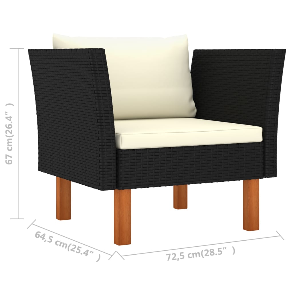 Set muebles de jardín 7 pzas ratán sintético eucalipto negro
