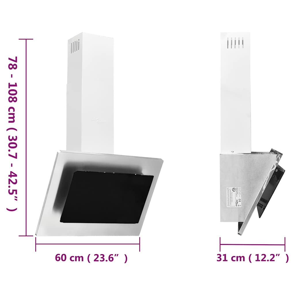 Campana extractora acero inox y vidrio templado plateado 60 cm