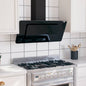 Stainless steel and silver tempered glass extractor hood 60 cm