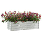 Arriate de acero galvanizado plateado 160x80x45 cm