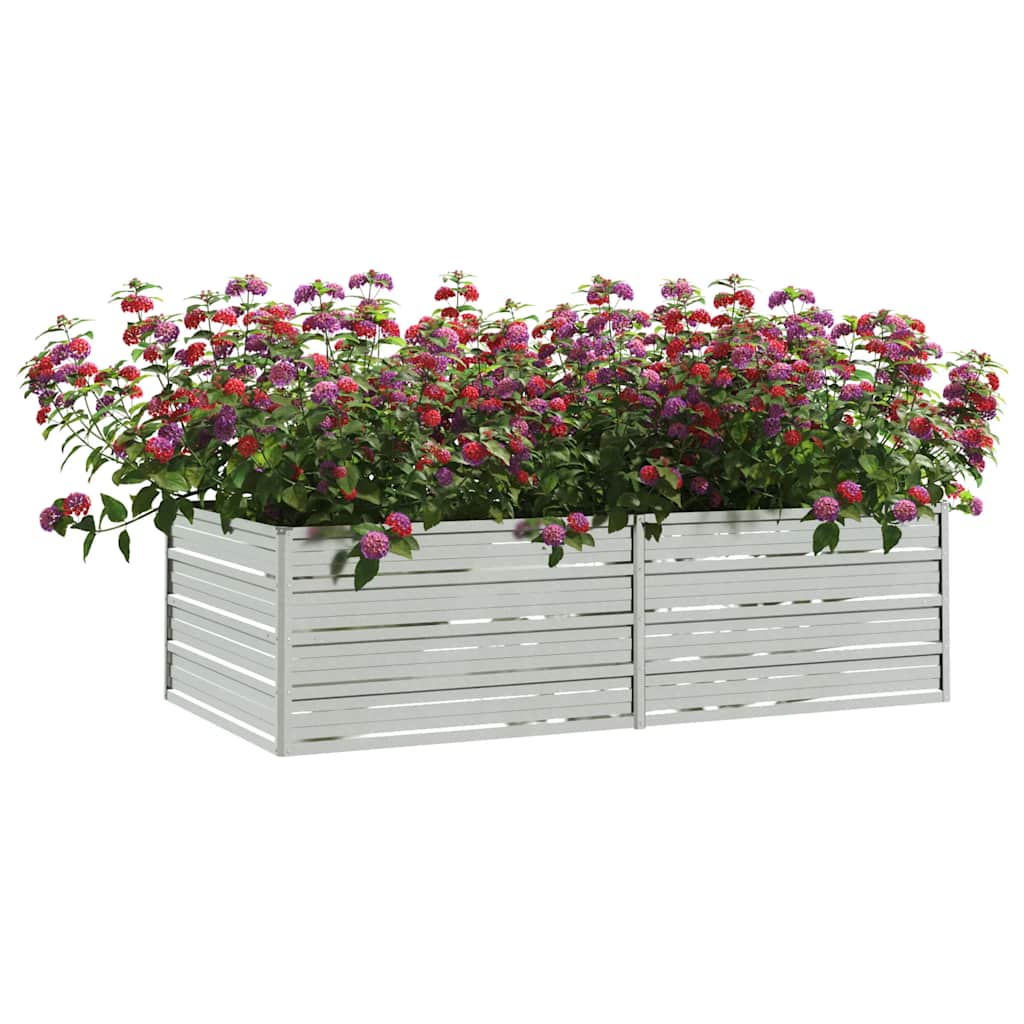 Arriate de acero galvanizado plateado 160x80x45 cm
