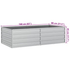 Arriate de acero galvanizado plateado 160x80x45 cm