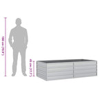 Arriate de acero galvanizado plateado 160x80x45 cm