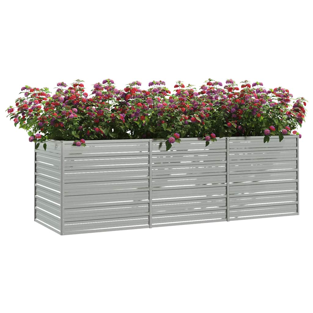 Arriate de acero galvanizado plateado 240x80x77 cm